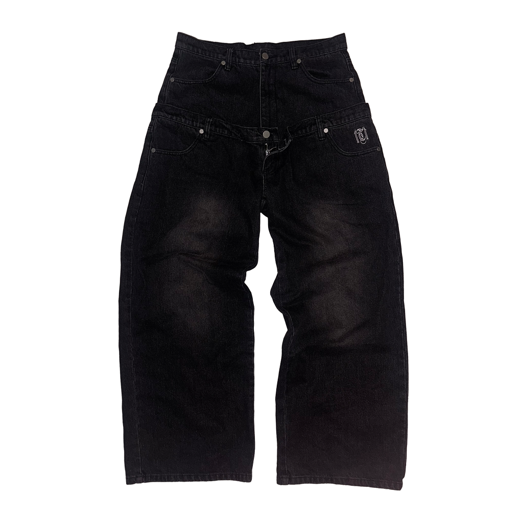 Intheiris leopard double waist jeans